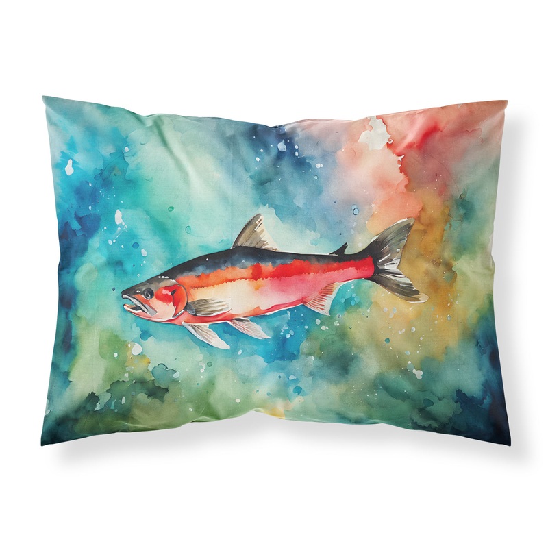 Salmon Standard Pillowcase  Artistic Decorative Front, White Back