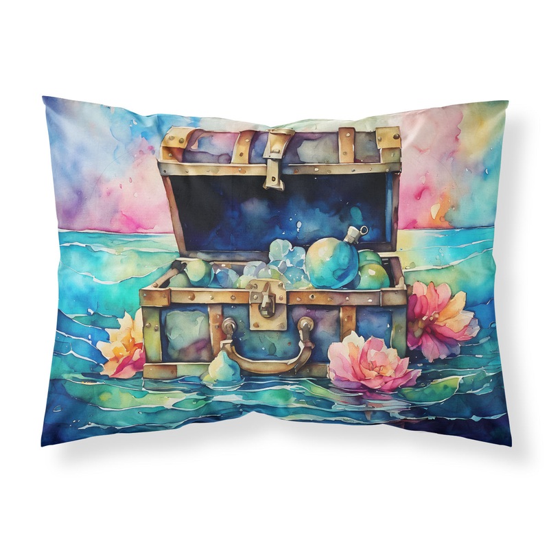 Treasure Chest Standard Pillowcase  Artistic Decorative Front, White Back