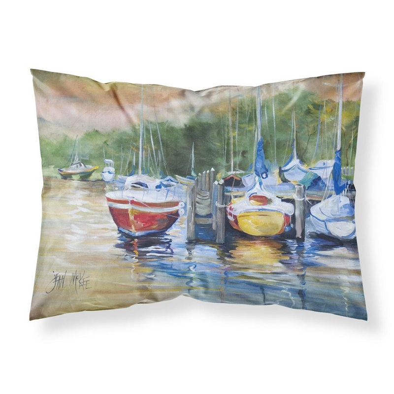 Up the Creek Sailboat Fabric Standard Pillowcase  Artistic Decorative Front, White Back JMK1086PILLOWCASE