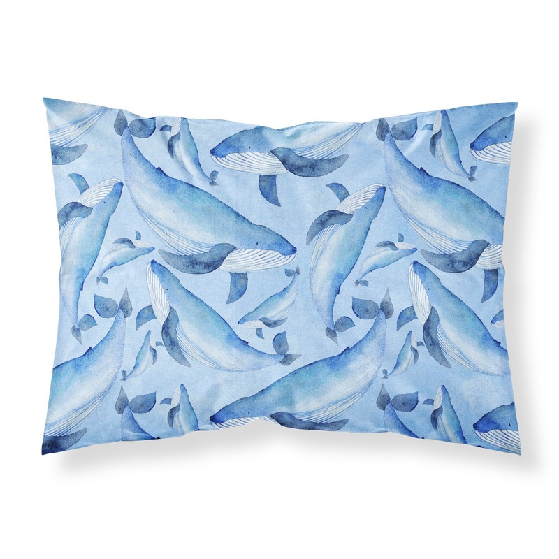 Watercolor Nautical Whales Fabric Standard Pillowcase  Artistic Decorative Front, White Back BB7575PILLOWCASE