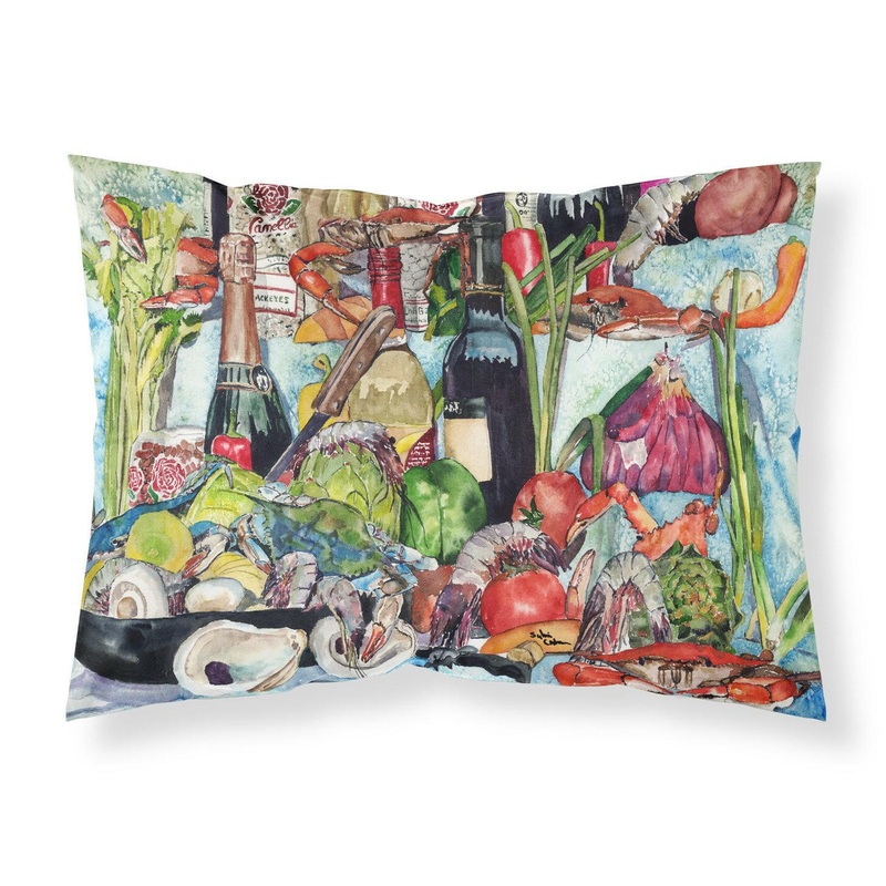 Wine Crab Shrimp and Oysters Standard Pillowcases  Artistic Decorative Front, Crisp White Back