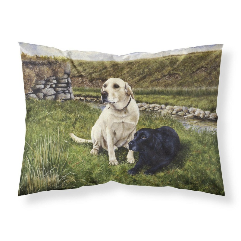 Yellow and Black Labradors Fabric Standard Pillowcase  Artistic Decorative Front, White Back FRF0018PILLOWCASE