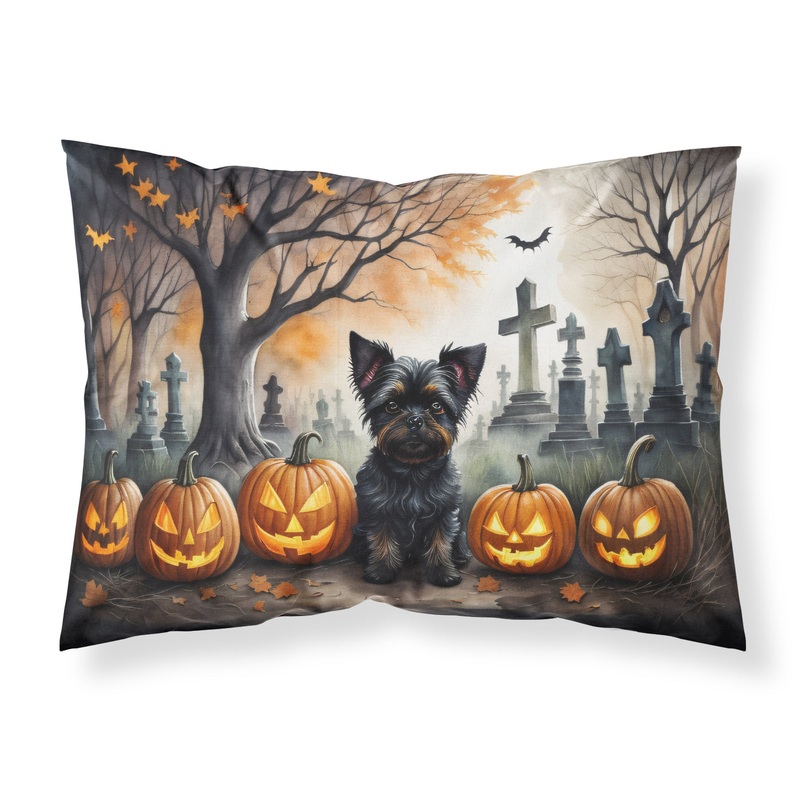 Affenpinscher Spooky Halloween Fabric Standard Pillowcase  Artistic Decorative Front, White Back