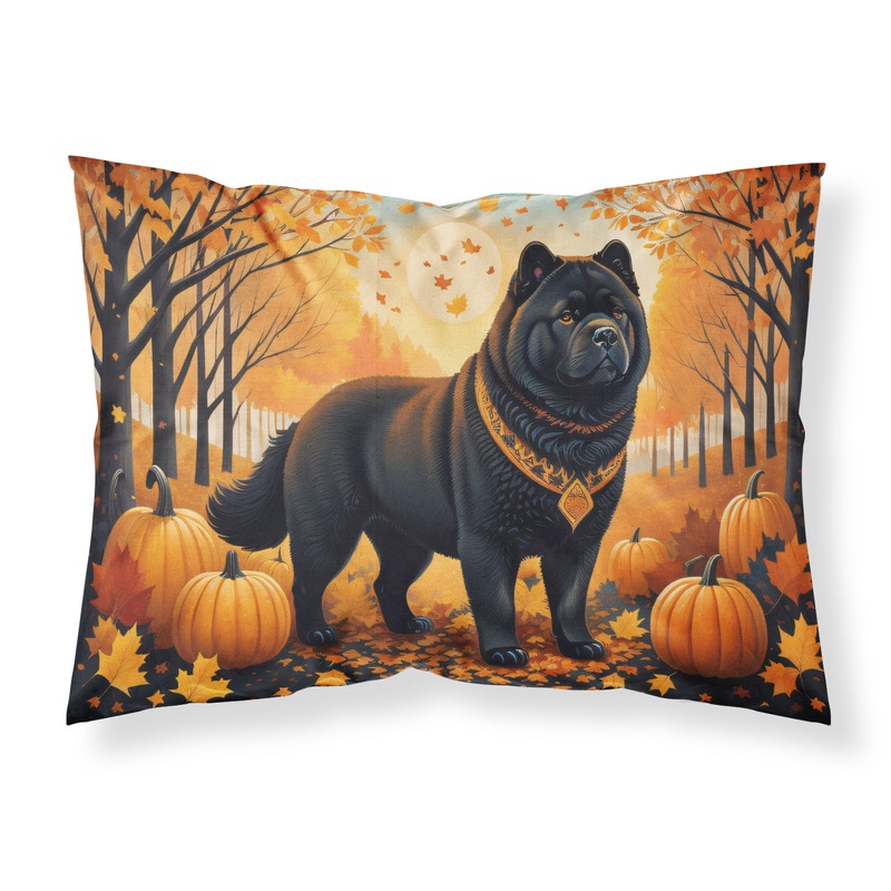 Black Chow Chow Fall Fabric Standard Pillowcase  Artistic Decorative Front, White Back