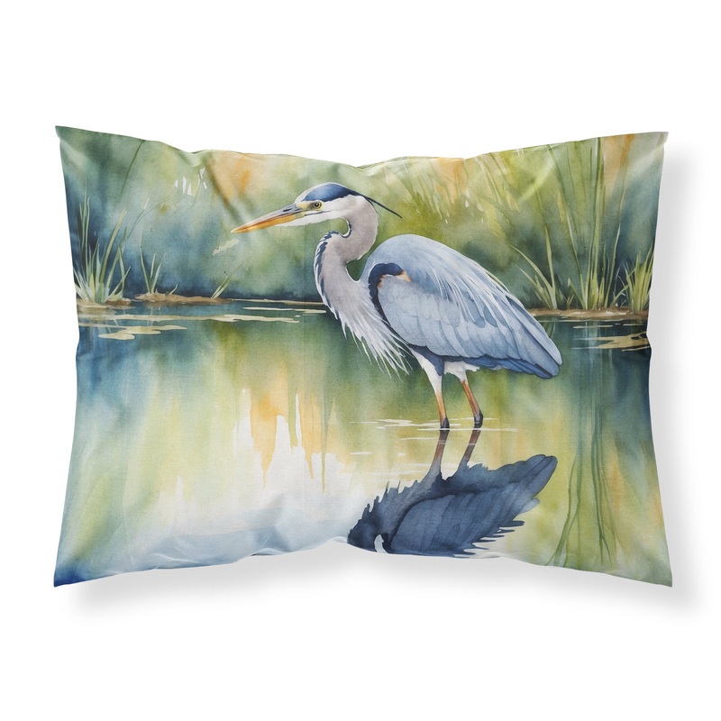 Blue Heron Stalking Prey Standard Pillowcase  Artistic Decorative Front, White Back