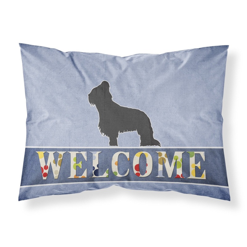 Briard Welcome Fabric Standard Pillowcase  Artistic Decorative Front, White Back BB5530PILLOWCASE