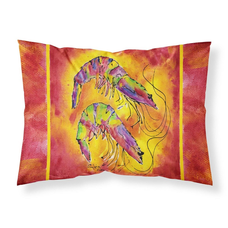 Bright Shrimp on Red Standard Pillowcases  Artistic Decorative Front, Crisp White Back