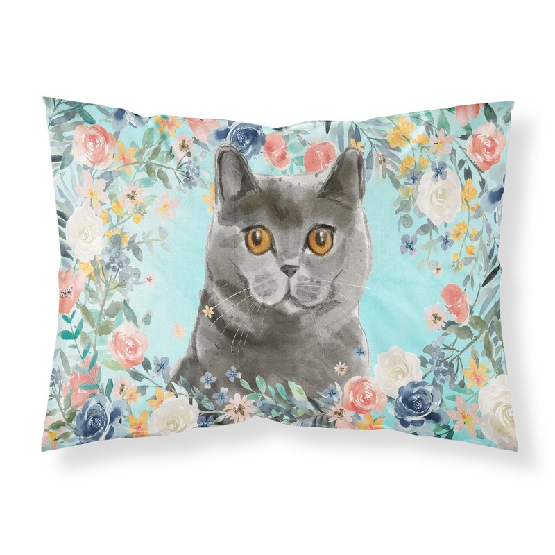 British Shorthair Spring Flowers  Standard Pillowcase  Artistic Decorative Front, White Back CK3392PILLOWCASE