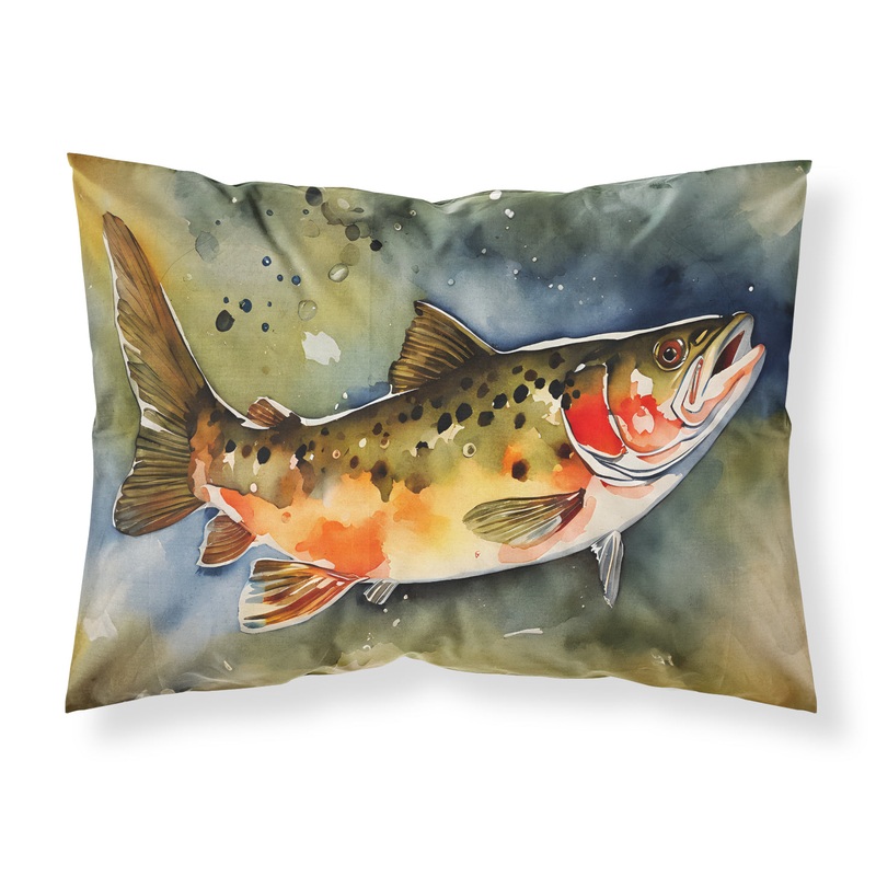 Brook Trout Standard Pillowcase  Artistic Decorative Front, White Back