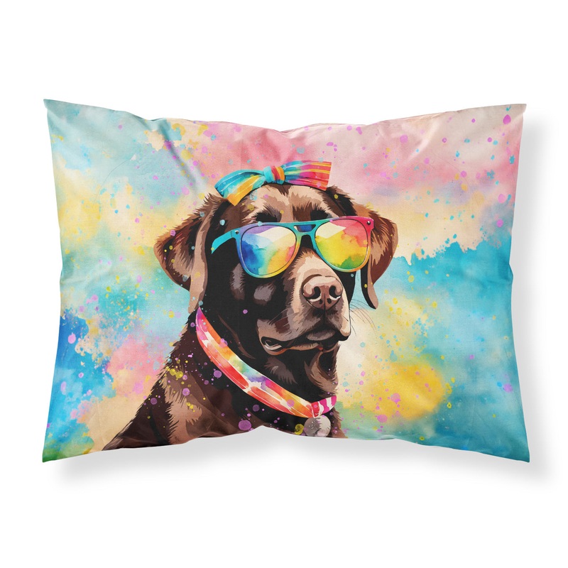 Chocolate Labrador Hippie Dawg Standard Pillowcase  Artistic Decorative Front, White Back