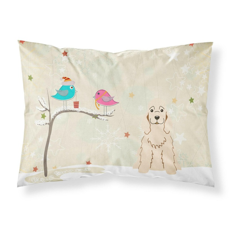 Christmas Presents between Friends Cocker Spaniel Buff Fabric Standard Pillowcase  Artistic Decorative Front, White Back BB2566PILLOWCASE
