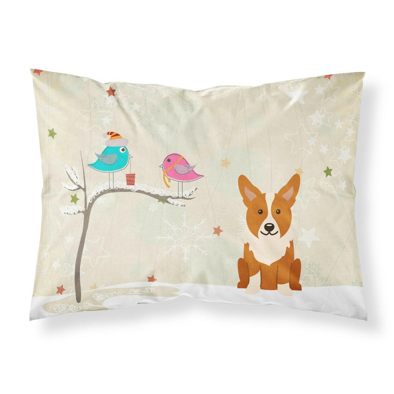 Christmas Presents between Friends Corgi Fabric Standard Pillowcase  Artistic Decorative Front, White Back BB2572PILLOWCASE