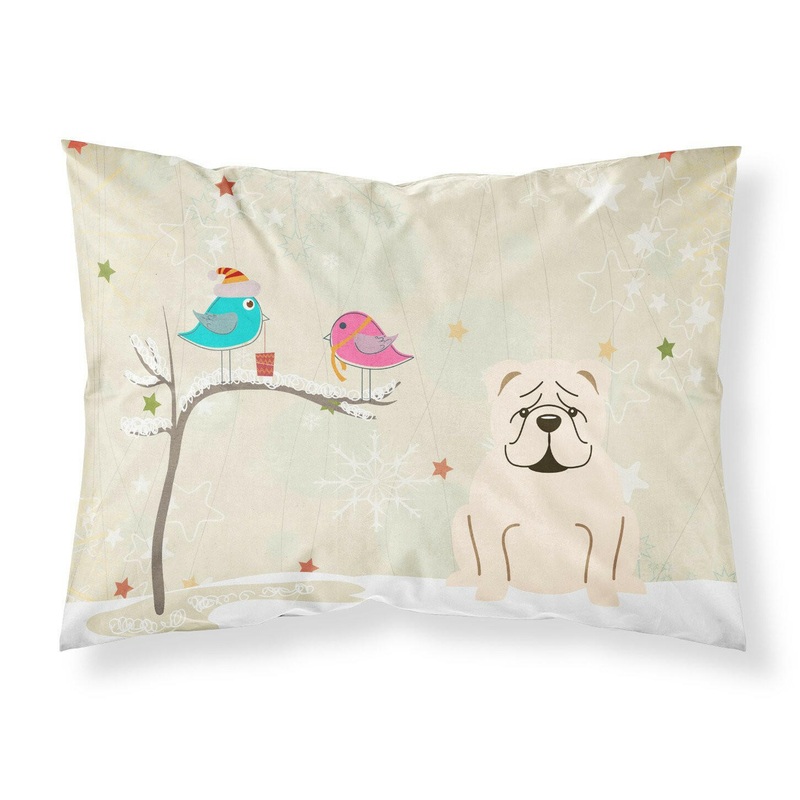 Christmas Presents between Friends English Bulldog White Fabric Standard Pillowcase  Artistic Decorative Front, White Back BB2595PILLOWCASE