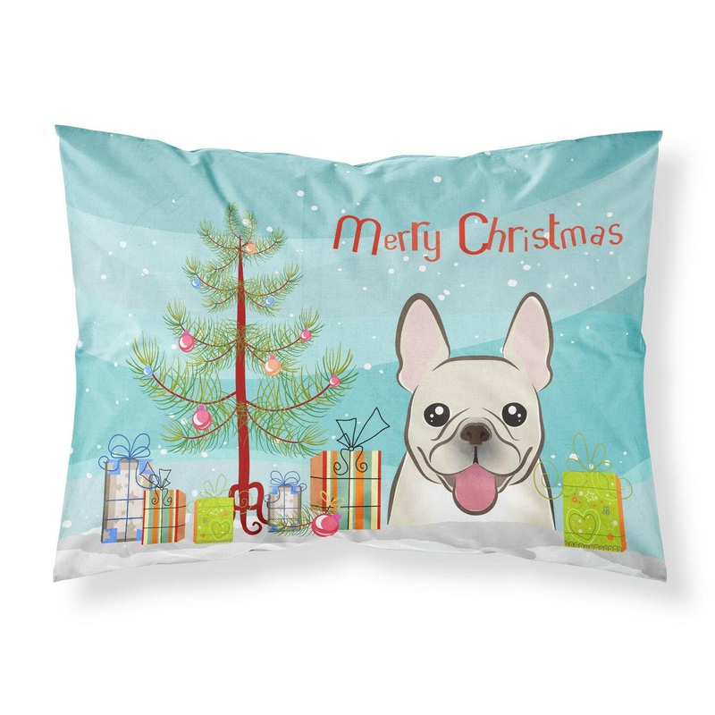 Christmas Tree and French Bulldog Fabric Standard Pillowcase  Artistic Decorative Front, White Back BB1610PILLOWCASE