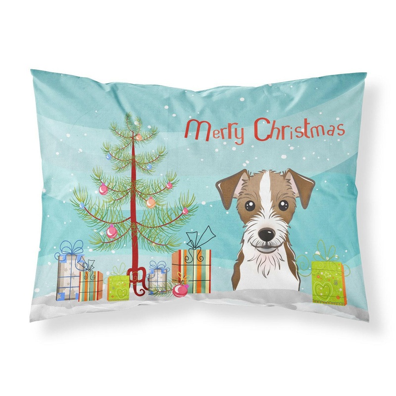 Christmas Tree and Jack Russell Terrier Fabric Standard Pillowcase  Artistic Decorative Front, White Back BB1574PILLOWCASE