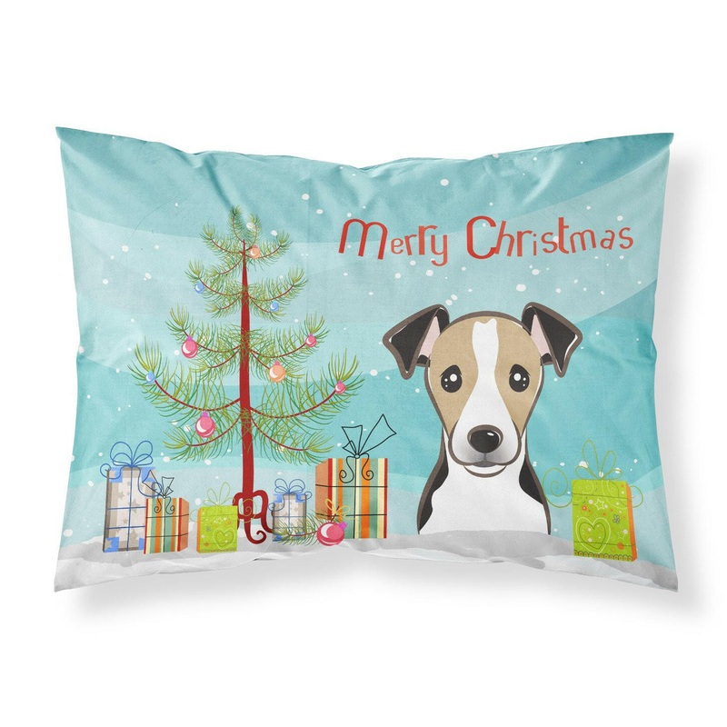 Christmas Tree and Jack Russell Terrier Fabric Standard Pillowcase  Artistic Decorative Front, White Back BB1633PILLOWCASE