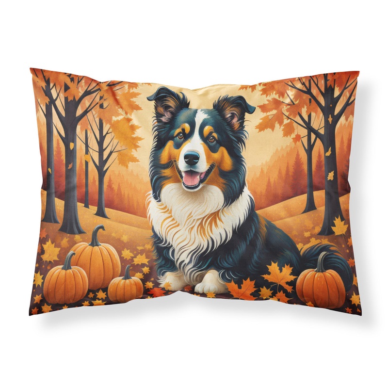 Collie Fall Fabric Standard Pillowcase  Artistic Decorative Front, White Back