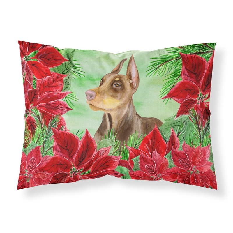 Doberman Pinscher Poinsettas  Standard Pillowcase  Artistic Decorative Front, White Back CK1357PILLOWCASE