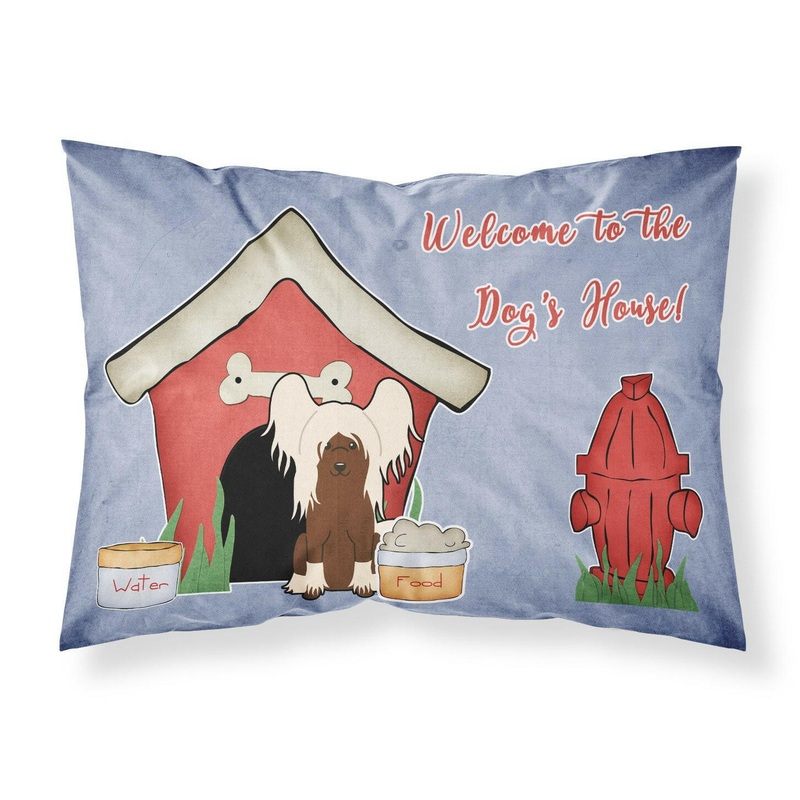 Dog House Collection Chinese Crested Cream Fabric Standard Pillowcase  Artistic Decorative Front, White Back BB2867PILLOWCASE
