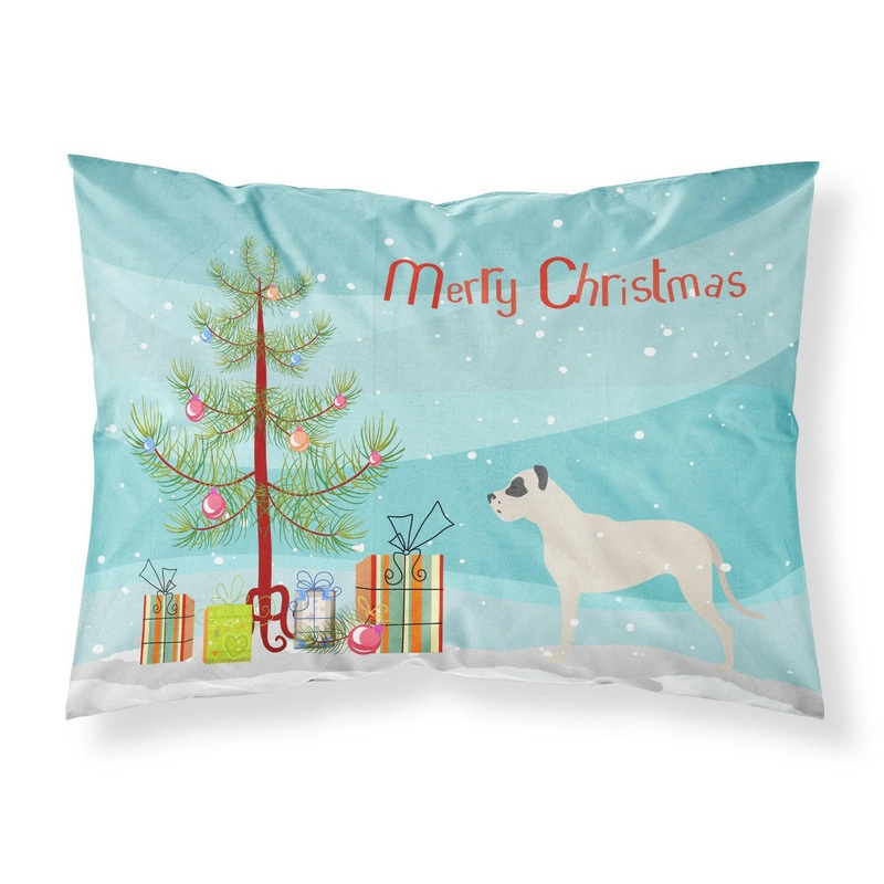 Dogo Argentino Merry Christmas Tree Fabric Standard Pillowcase  Artistic Decorative Front, White Back BB2985PILLOWCASE