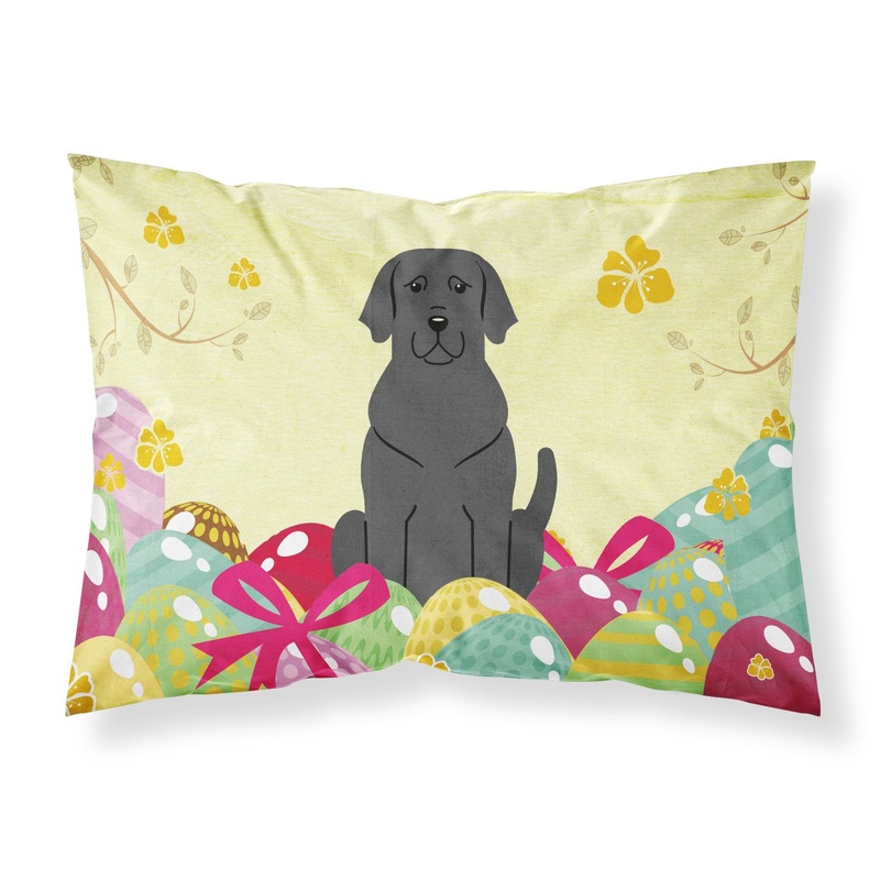 Easter Eggs Black Labrador Fabric Standard Pillowcase  Artistic Decorative Front, White Back BB6057PILLOWCASE