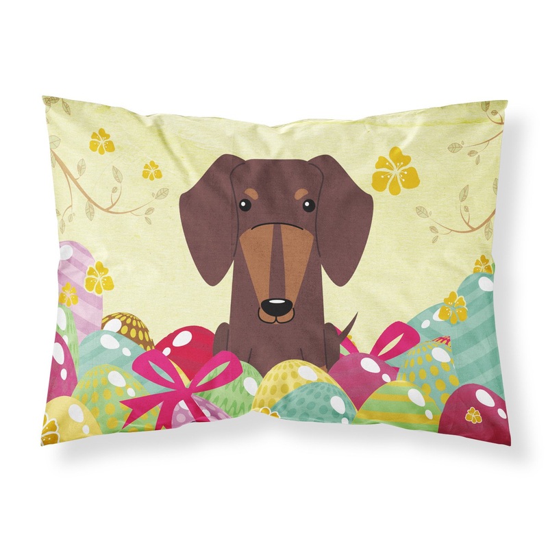 Easter Eggs Dachshund Chocolate Fabric Standard Pillowcase  Artistic Decorative Front, White Back BB6131PILLOWCASE