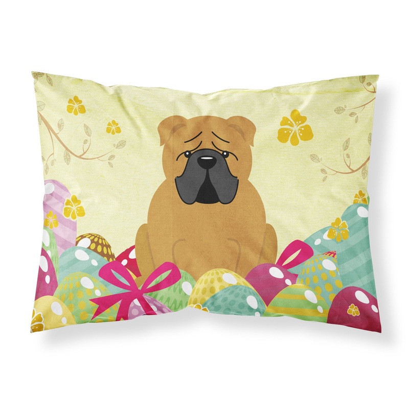 Easter Eggs English Bulldog Red Fabric Standard Pillowcase  Artistic Decorative Front, White Back BB6122PILLOWCASE