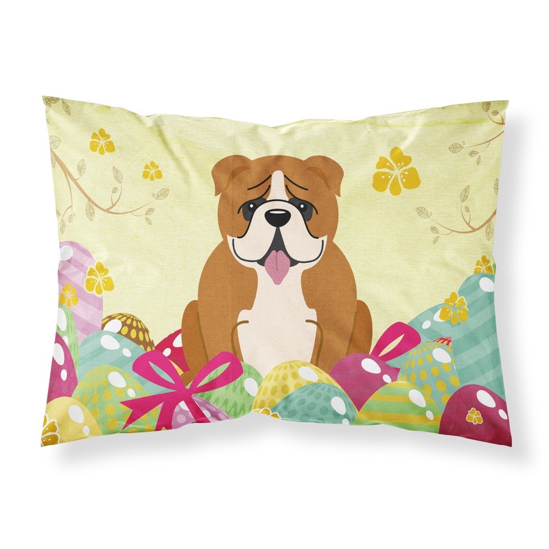 Easter Eggs English Bulldog Red White Fabric Standard Pillowcase  Artistic Decorative Front, White Back BB6120PILLOWCASE
