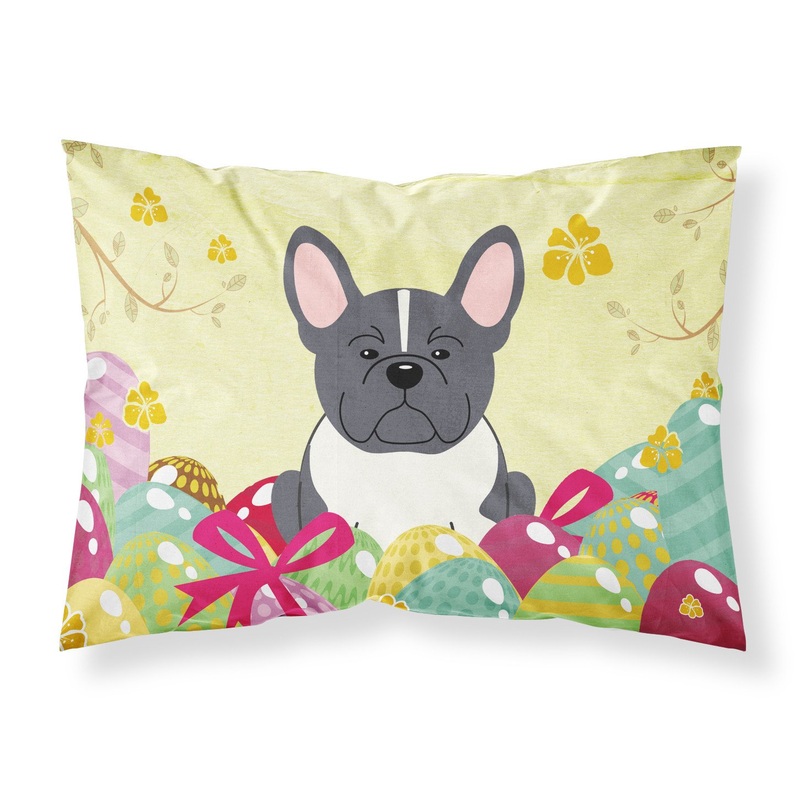 Easter Eggs French Bulldog Black White Fabric Standard Pillowcase  Artistic Decorative Front, White Back BB6012PILLOWCASE