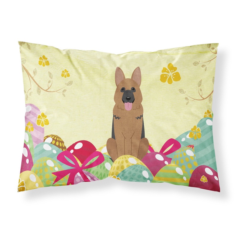 Easter Eggs German Shepherd Fabric Standard Pillowcase  Artistic Decorative Front, White Back BB6067PILLOWCASE