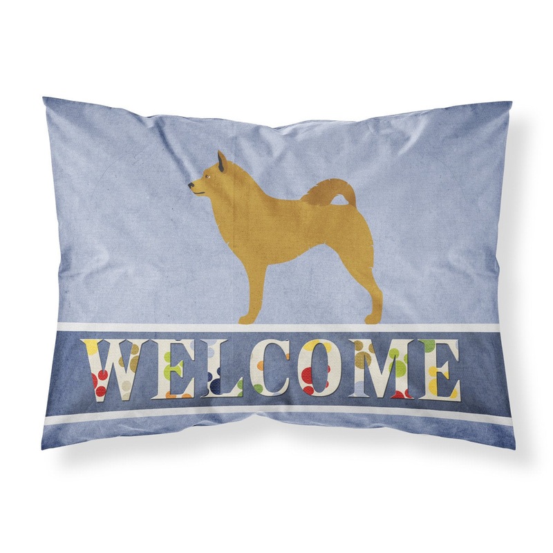 Finnish Spitz Welcome Fabric Standard Pillowcase  Artistic Decorative Front, White Back BB8343PILLOWCASE