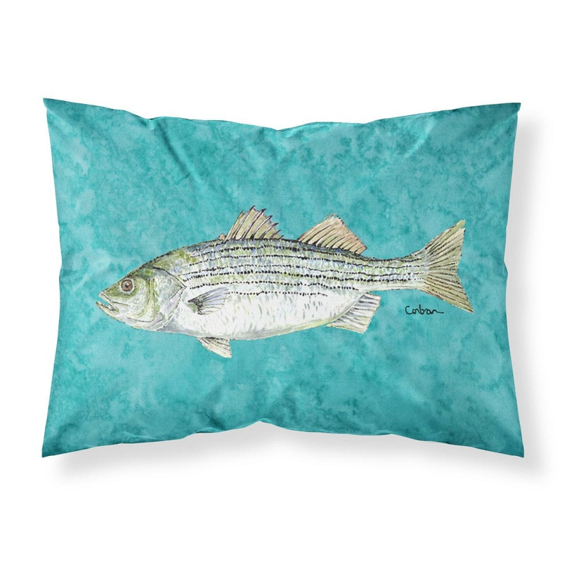 Fish  Striped Bass Standard Pillowcases  Artistic Decorative Front, Crisp White Back