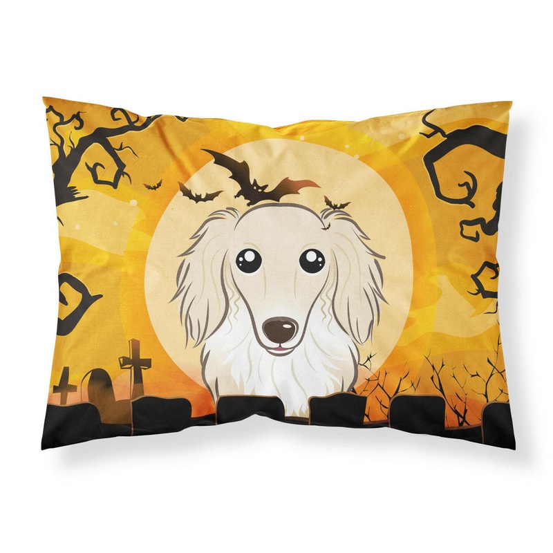 Halloween Longhair Creme Dachshund Fabric Standard Pillowcase  Artistic Decorative Front, White Back BB1770PILLOWCASE