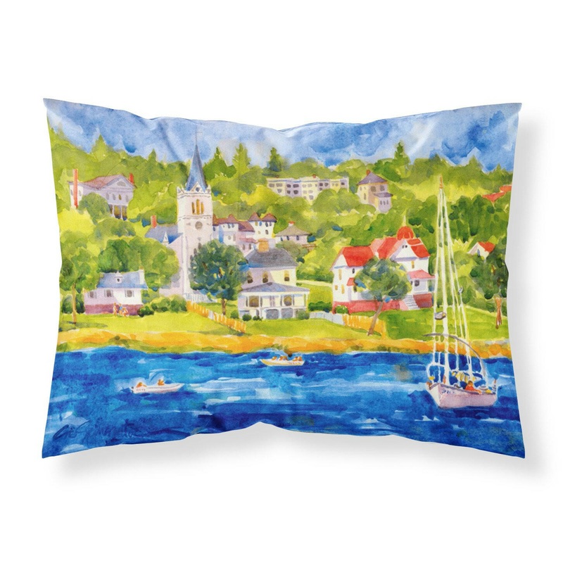 Harbour Scene with Sailboat  Standard Pillowcases  Artistic Decorative Front, Crisp White Back