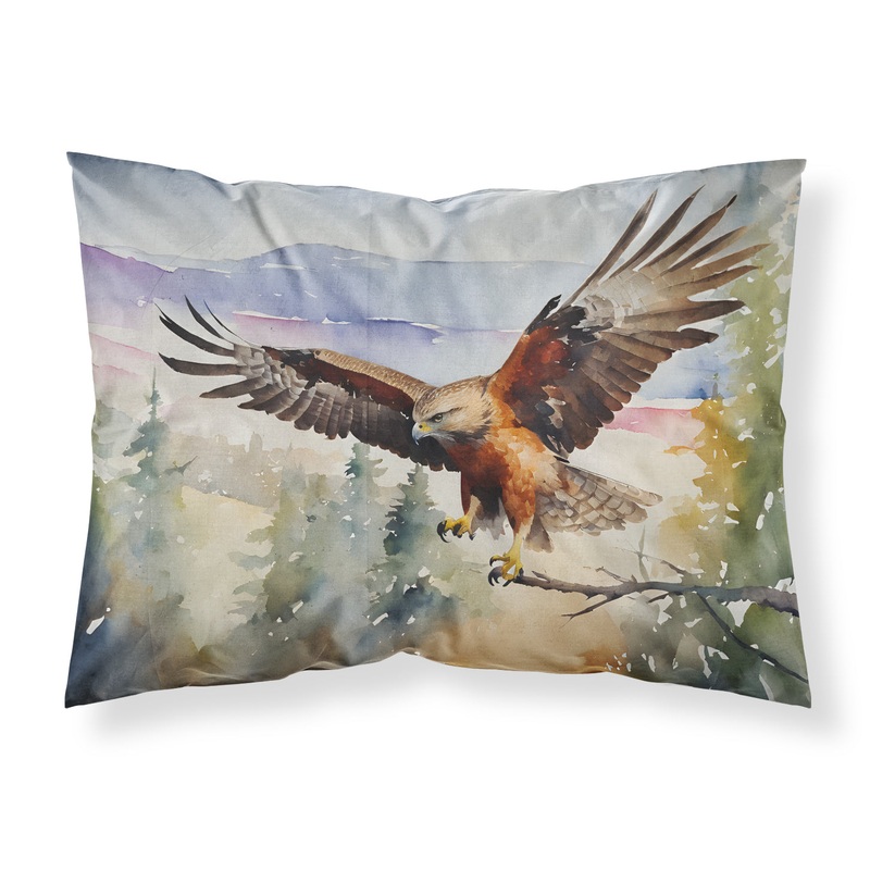 Hawk Standard Pillowcase  Artistic Decorative Front, White Back