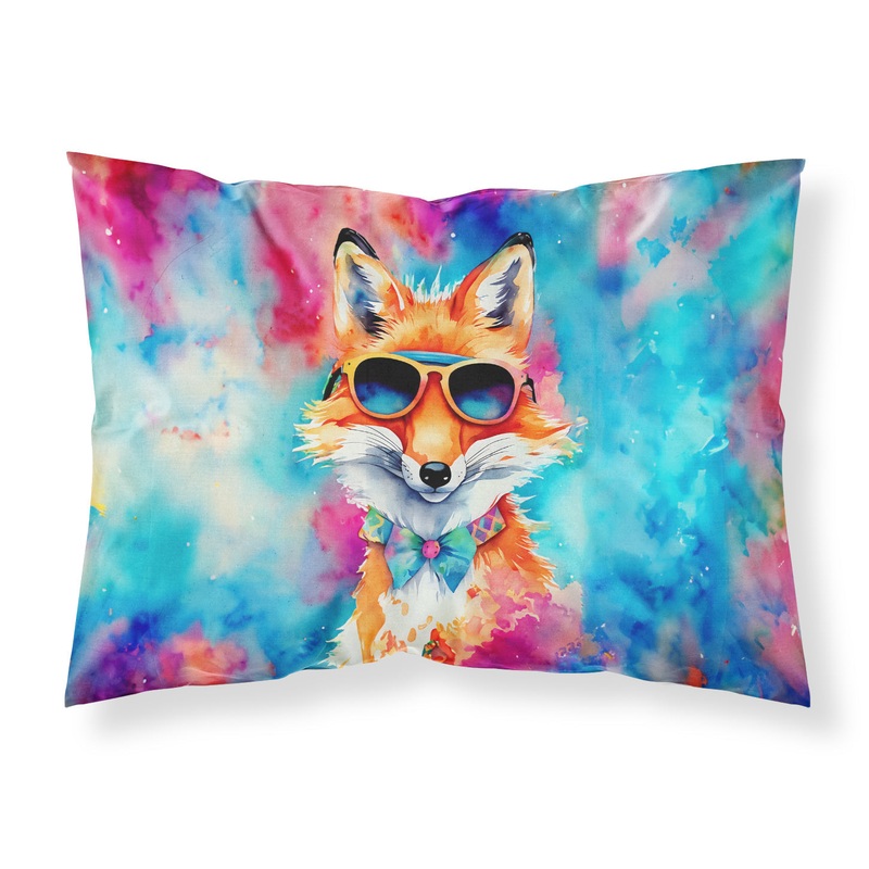Hippie Animal Fox Standard Pillowcase  Artistic Decorative Front, White Back
