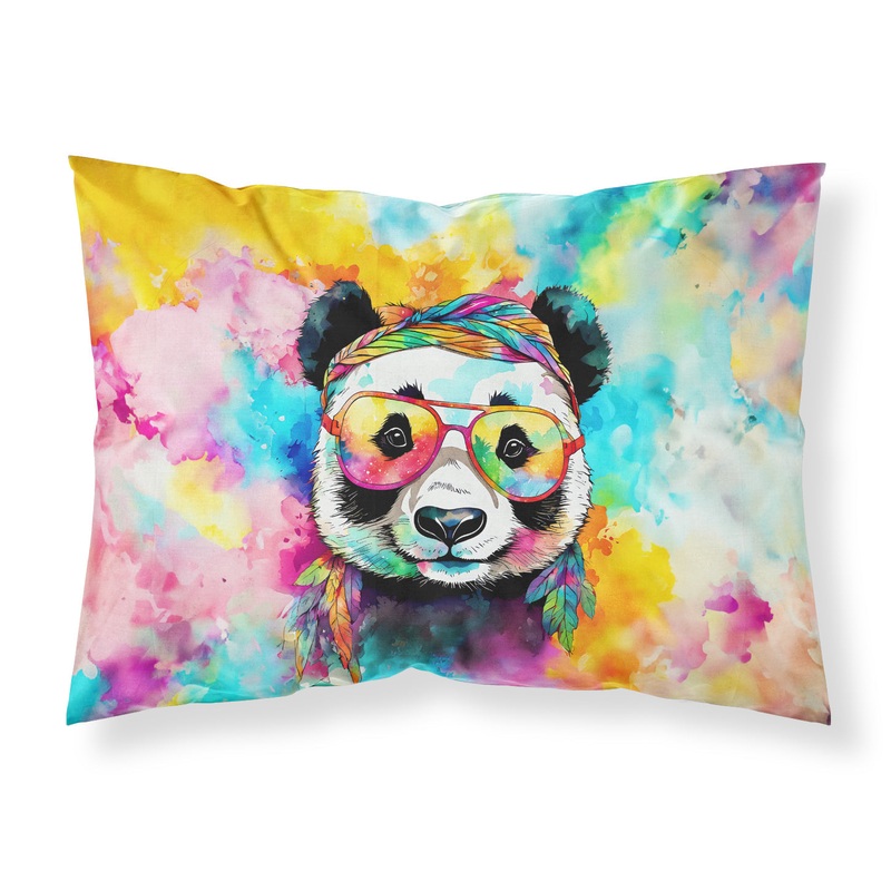 Hippie Animal Panda Standard Pillowcase  Artistic Decorative Front, White Back