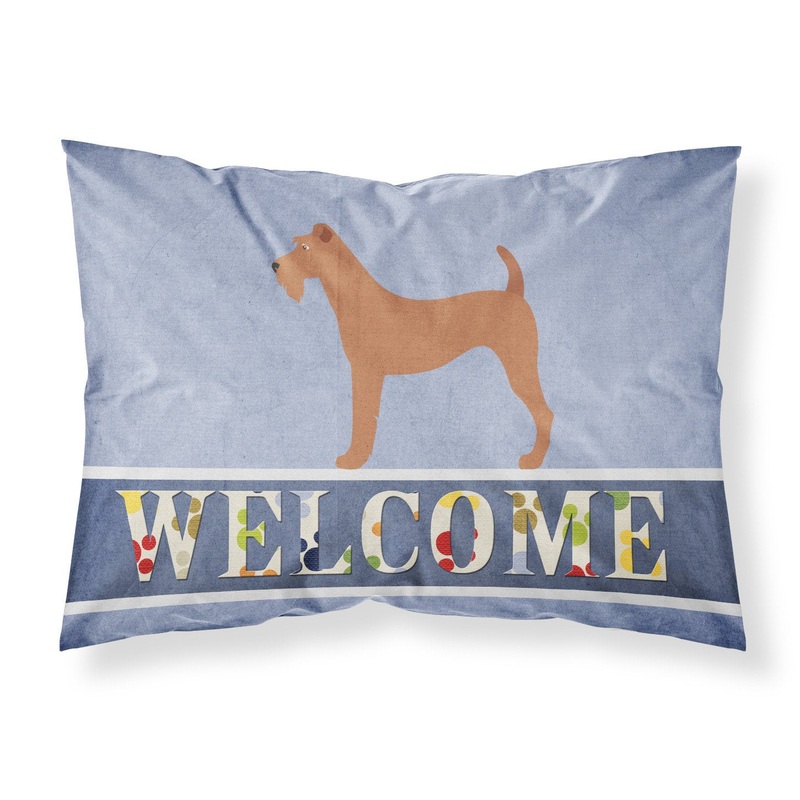 Irish Terrier Welcome Fabric Standard Pillowcase  Artistic Decorative Front, White Back BB8276PILLOWCASE