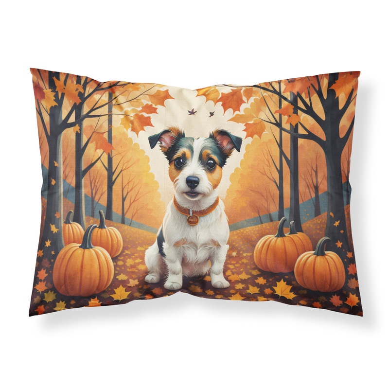 Jack Russell Terrier Fall Fabric Standard Pillowcase  Artistic Decorative Front, White Back