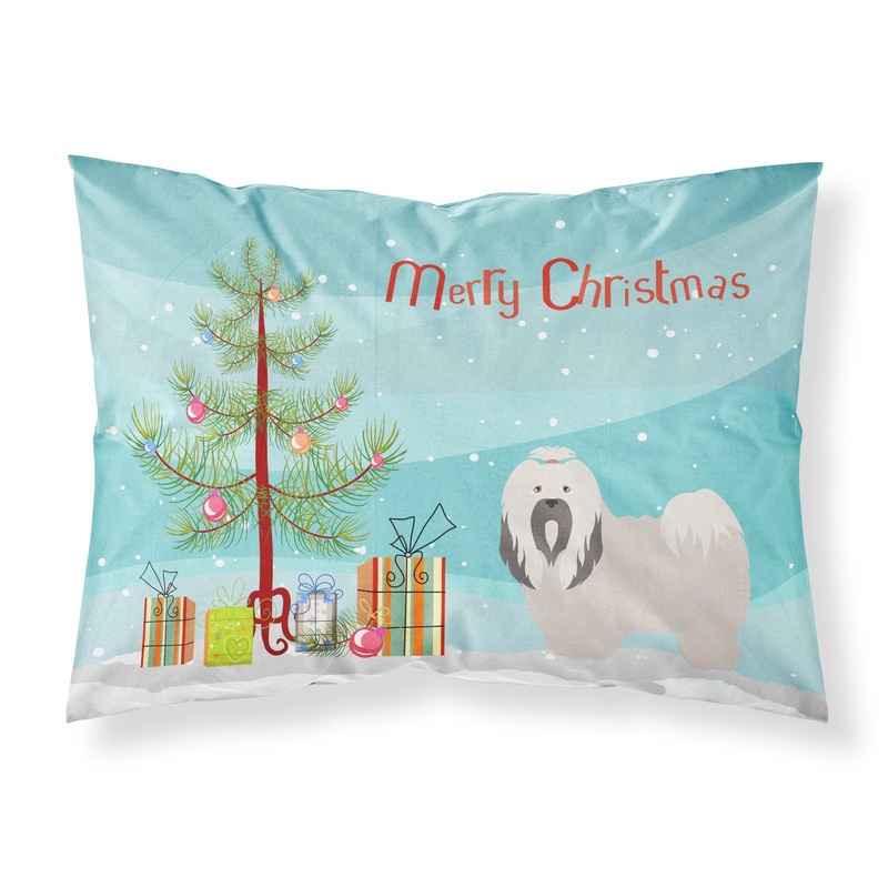 Lhasa Apso Christmas Fabric Standard Pillowcase  Artistic Decorative Front, White Back BB8481PILLOWCASE