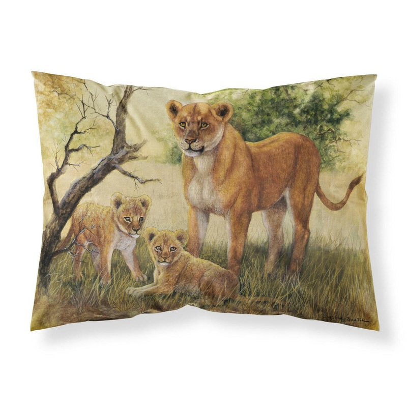 Lion and Cubs by Daphne Baxter Fabric Standard Pillowcase  Artistic Decorative Front, White Back BDBA0307PILLOWCASE