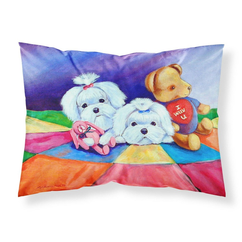 Maltese Standard Pillowcases  Artistic Decorative Front, Crisp White Back