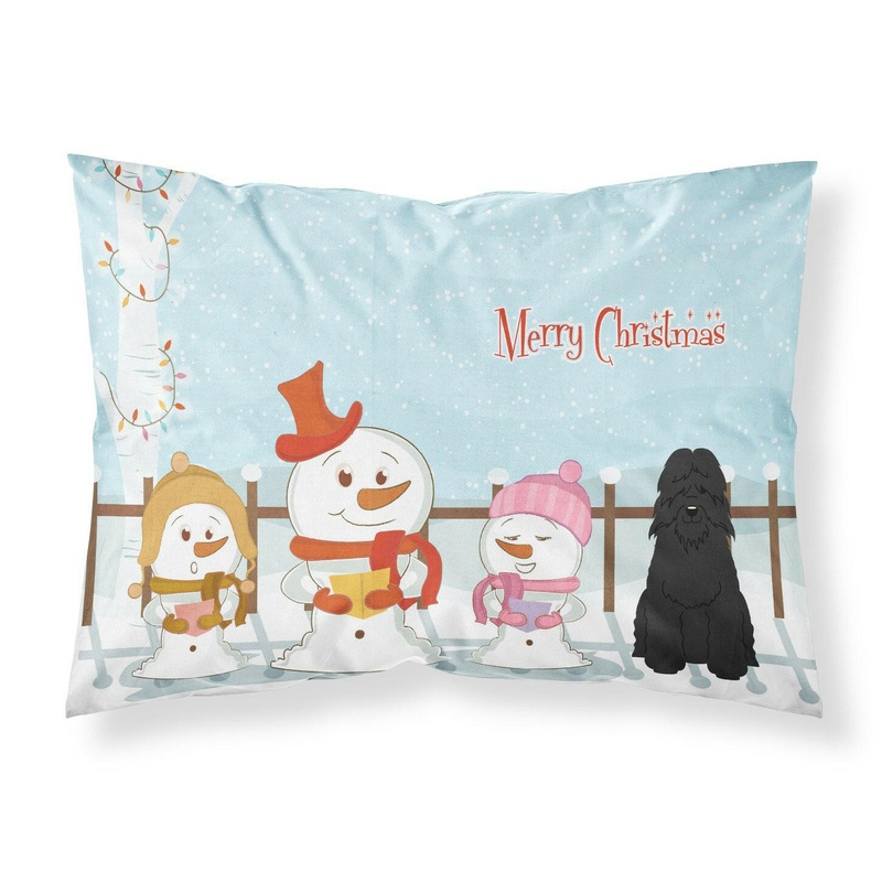 Merry Christmas Carolers Bouvier des Flandres Fabric Standard Pillowcase  Artistic Decorative Front, White Back BB2405PILLOWCASE
