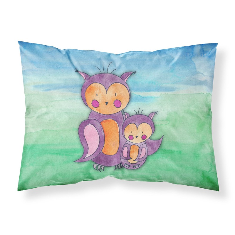 Momma and Baby Owl Watercolor Fabric Standard Pillowcase  Artistic Decorative Front, White Back BB7430PILLOWCASE