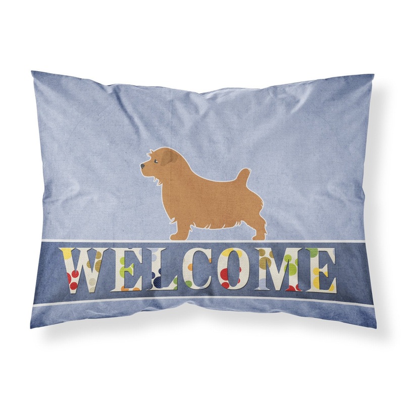 Norfolk Terrier Welcome Fabric Standard Pillowcase  Artistic Decorative Front, White Back BB5513PILLOWCASE