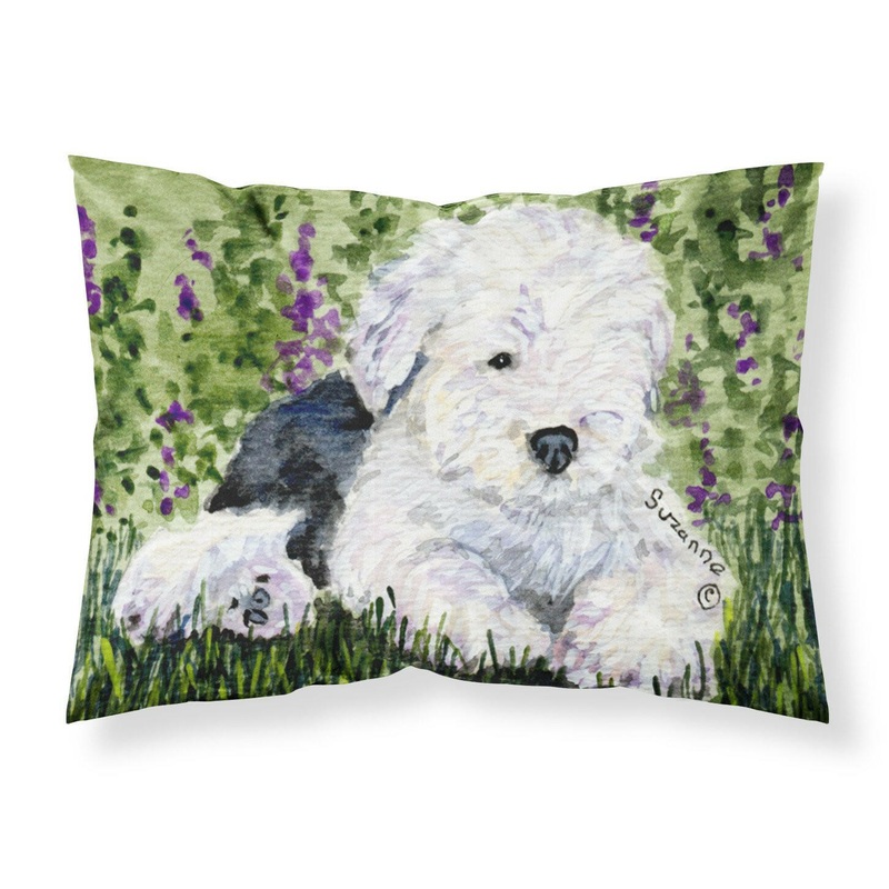 Old English Sheepdog Standard Pillowcases  Artistic Decorative Front, Crisp White Back
