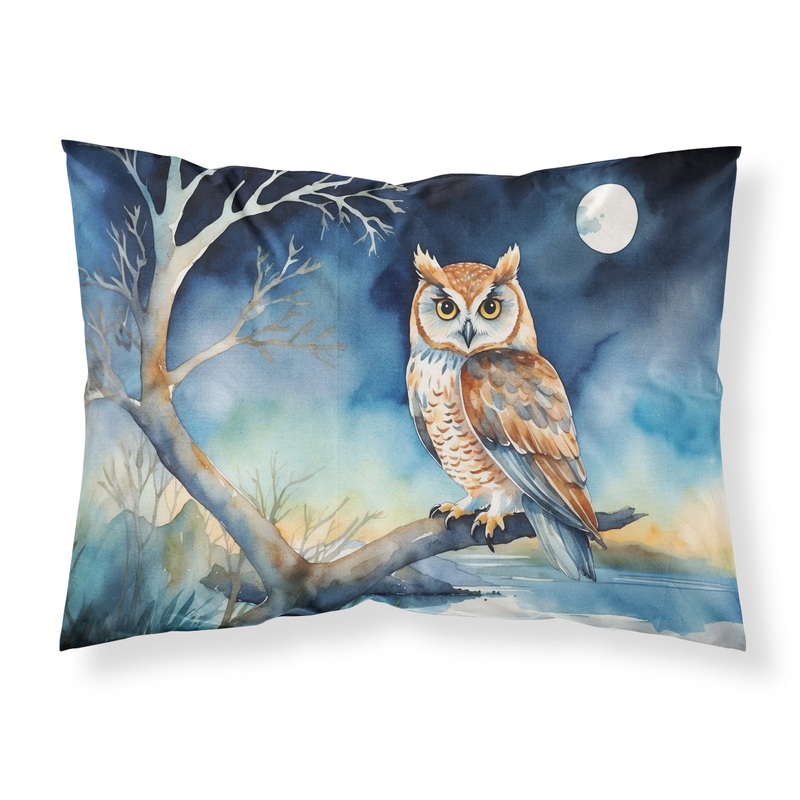 Owl Perched in Coastal Tree Standard Pillowcase  Artistic Decorative Front, White Back