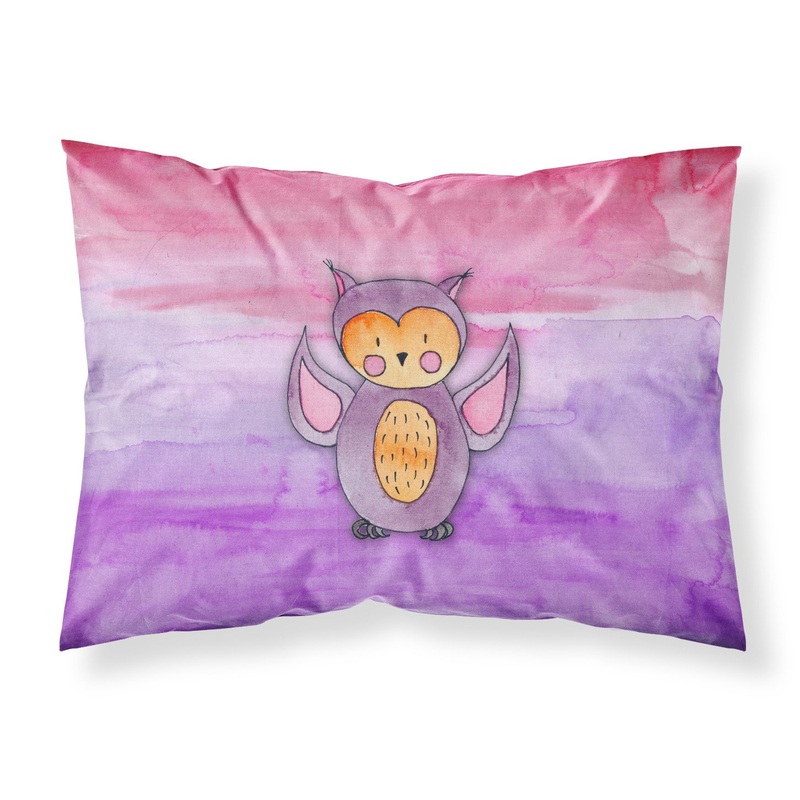 Pink and Purple Owl Watercolor Fabric Standard Pillowcase  Artistic Decorative Front, White Back BB7428PILLOWCASE