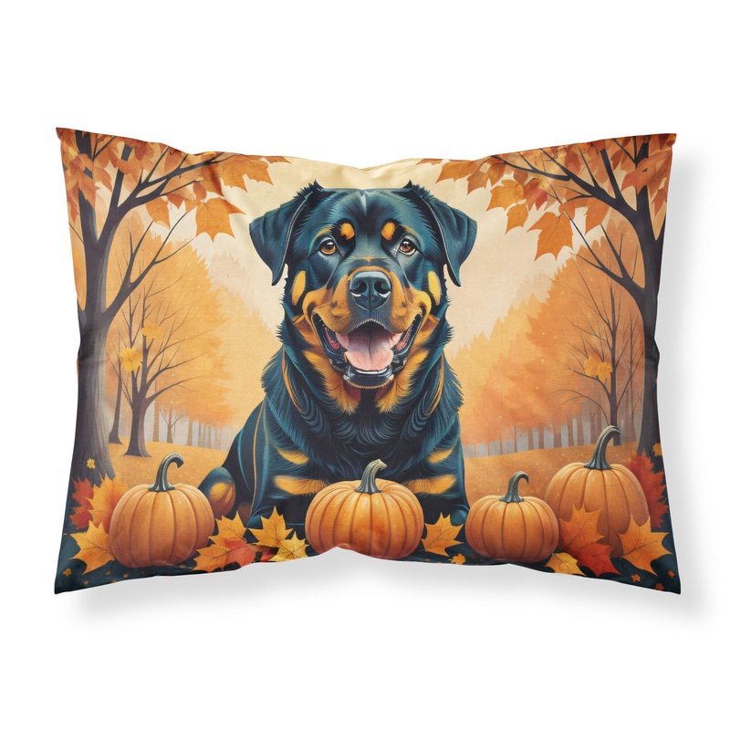 Rottweiler Fall Fabric Standard Pillowcase  Artistic Decorative Front, White Back