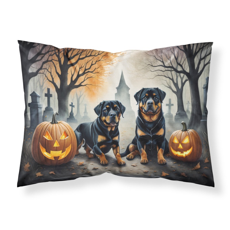 Rottweiler Spooky Halloween Fabric Standard Pillowcase  Artistic Decorative Front, White Back